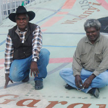 Visiting Indigenous Fellows Jack Green and Donald Shadforth at the National Museum in Canberra, April 2009.